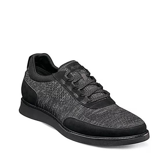 Florsheim Mens Launch Elastic Lace Sneakers US 13 Wide Black Knit Slip On NIB - Picture 1 of 12